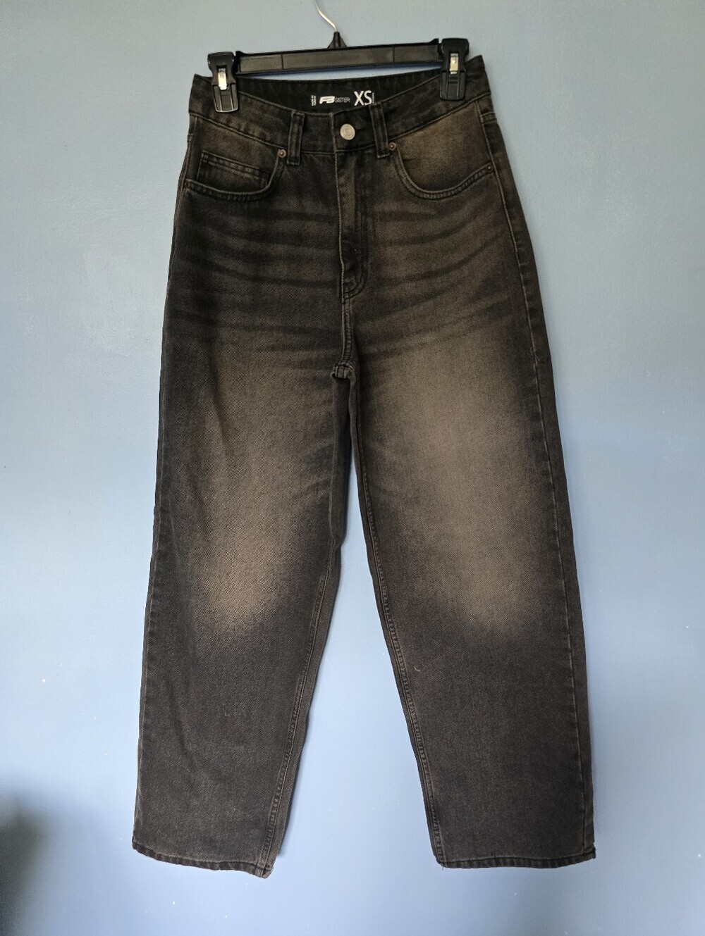 FB Sister Black Washed High-Rise Baggy Jeans Waist 26" XS